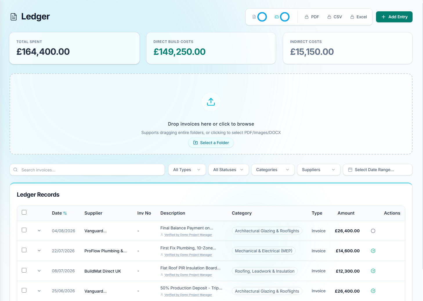Uploading an invoice
